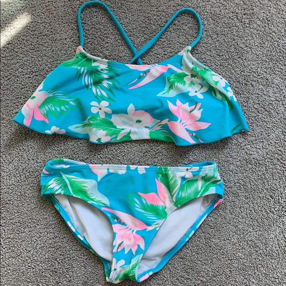A blue with flower bsuit!! This has been used!
